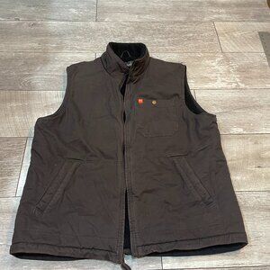 The American Outdoorsman Solid Sherpa Lined Twill Vest  dark brown/phantom XL